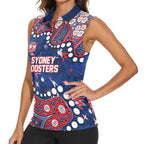 Personalized Sydney Roosters Women Sleeveless Polo Shirt Aboriginal Pattern with Graffiti Style Design