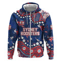 Personalized Sydney Roosters Zip Hoodie Aboriginal Pattern with Graffiti Style Design