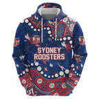 Personalized Sydney Roosters Zip Hoodie Aboriginal Pattern with Graffiti Style Design