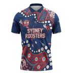 Personalized Sydney Roosters Zipper Polo Shirt Aboriginal Pattern with Graffiti Style Design