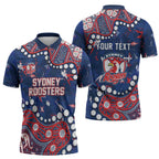 Personalized Sydney Roosters Zipper Polo Shirt Aboriginal Pattern with Graffiti Style Design