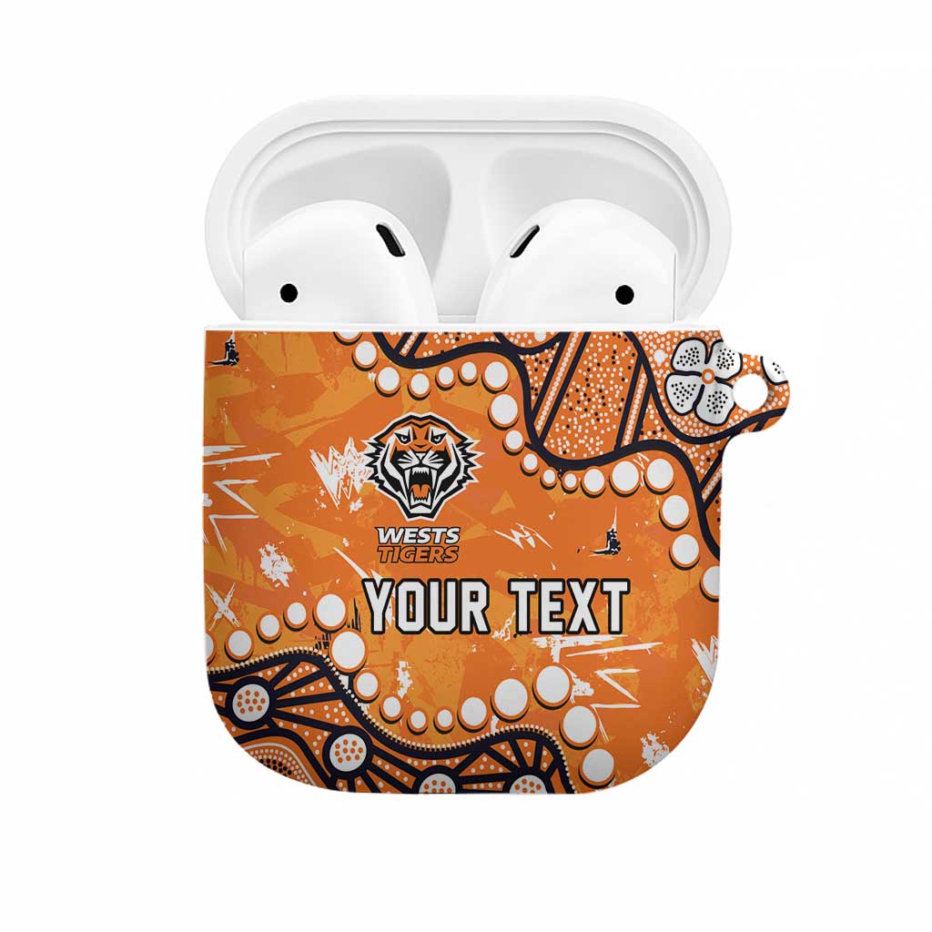 Personalized Wests Tigers AirPods Case Aboriginal Pattern with Graffiti Style Design