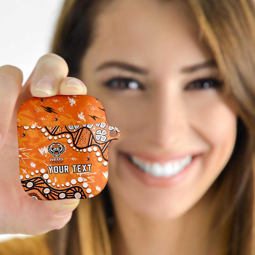 Personalized Wests Tigers AirPods Case Aboriginal Pattern with Graffiti Style Design