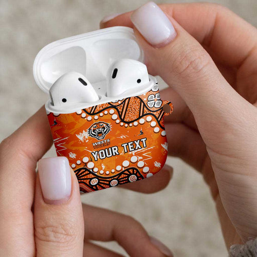 Personalized Wests Tigers AirPods Case Aboriginal Pattern with Graffiti Style Design