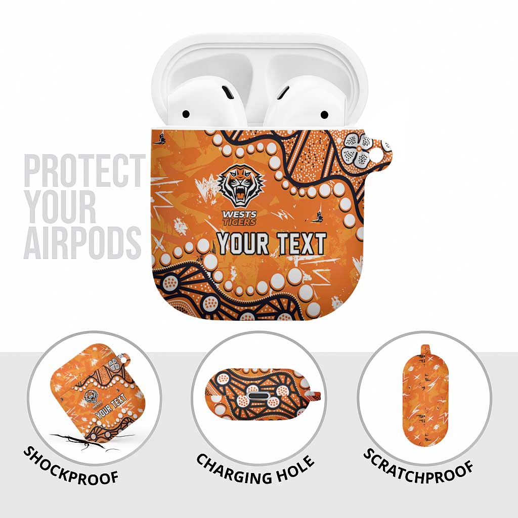 Personalized Wests Tigers AirPods Case Aboriginal Pattern with Graffiti Style Design