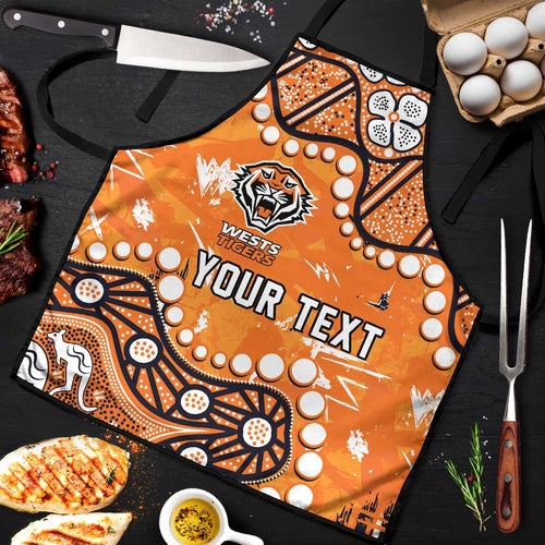 Personalized Wests Tigers Apron Aboriginal Pattern with Graffiti Style Design