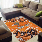 Personalized Wests Tigers Area Rug Aboriginal Pattern with Graffiti Style Design