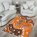 Personalized Wests Tigers Area Rug Aboriginal Pattern with Graffiti Style Design