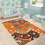Personalized Wests Tigers Area Rug Aboriginal Pattern with Graffiti Style Design