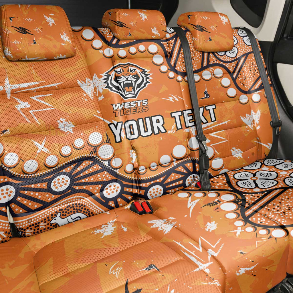 Personalized Wests Tigers Back Car Seat Cover Aboriginal Pattern with Graffiti Style Design