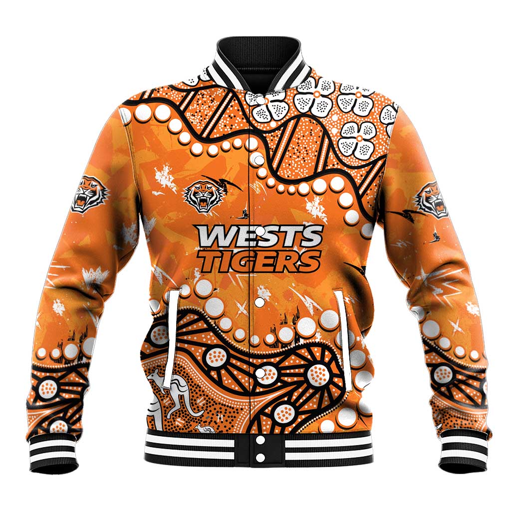 Personalized Wests Tigers Baseball Jacket Aboriginal Pattern with Graffiti Style Design