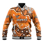 Personalized Wests Tigers Baseball Jacket Aboriginal Pattern with Graffiti Style Design