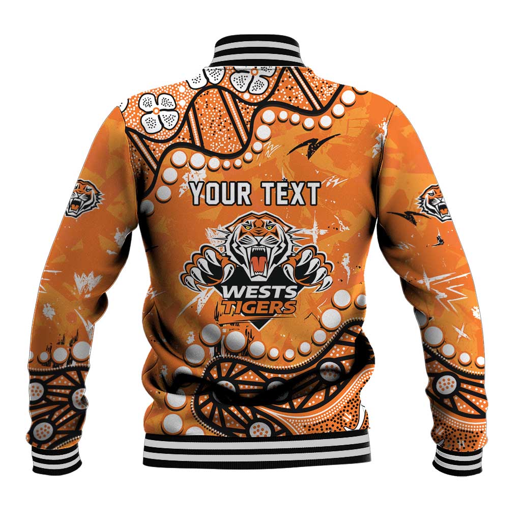 Personalized Wests Tigers Baseball Jacket Aboriginal Pattern with Graffiti Style Design