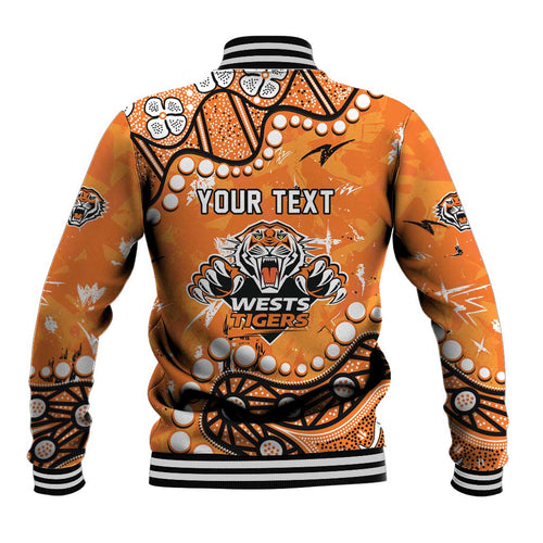 Personalized Wests Tigers Baseball Jacket Aboriginal Pattern with Graffiti Style Design