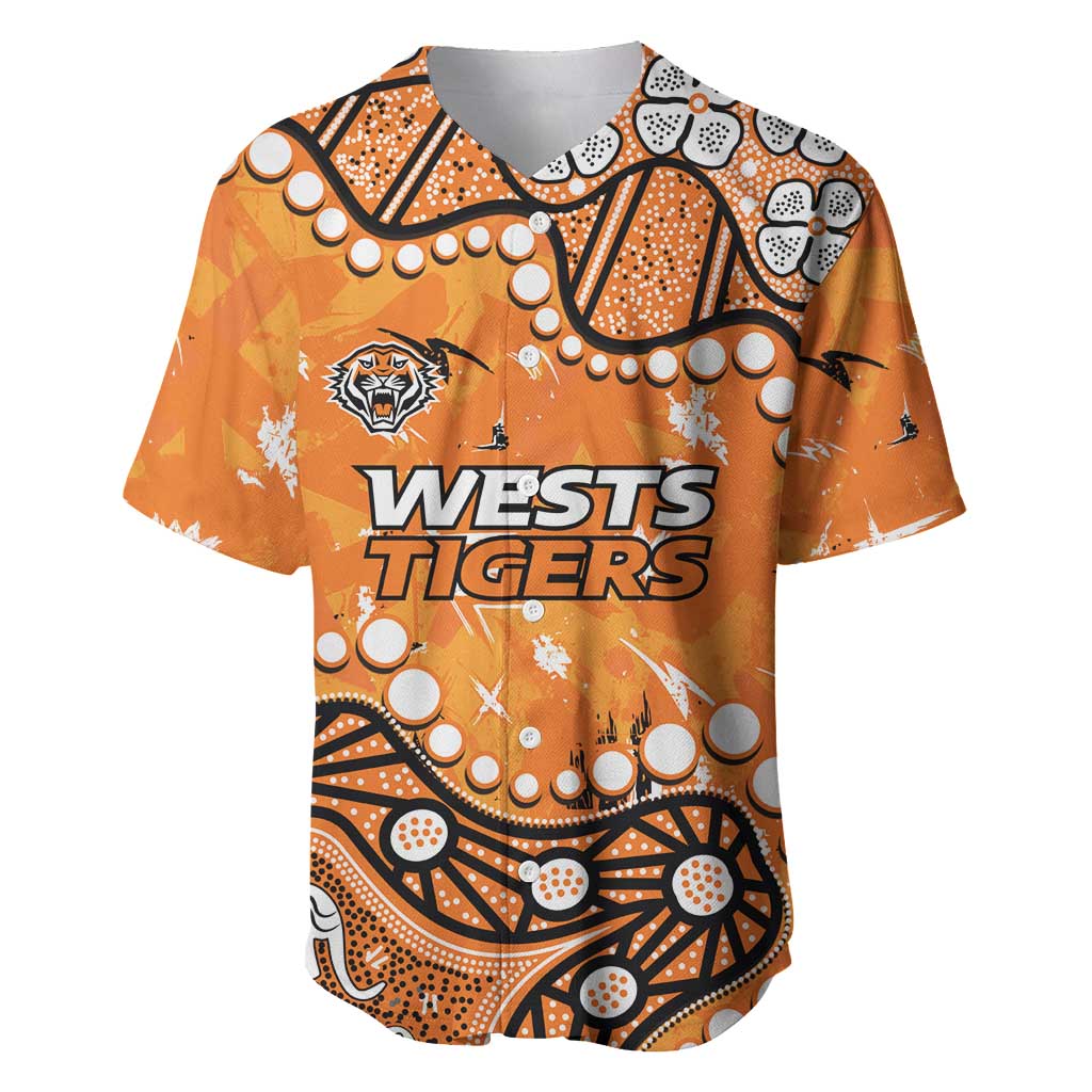 Personalized Wests Tigers Baseball Jersey Aboriginal Pattern with Graffiti Style Design