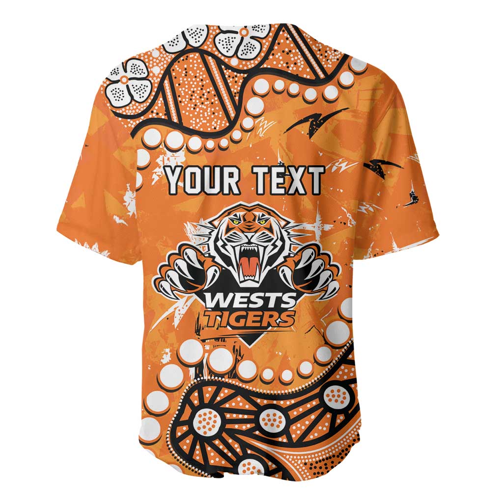 Personalized Wests Tigers Baseball Jersey Aboriginal Pattern with Graffiti Style Design