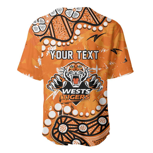 Personalized Wests Tigers Baseball Jersey Aboriginal Pattern with Graffiti Style Design