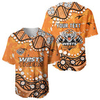 Personalized Wests Tigers Baseball Jersey Aboriginal Pattern with Graffiti Style Design