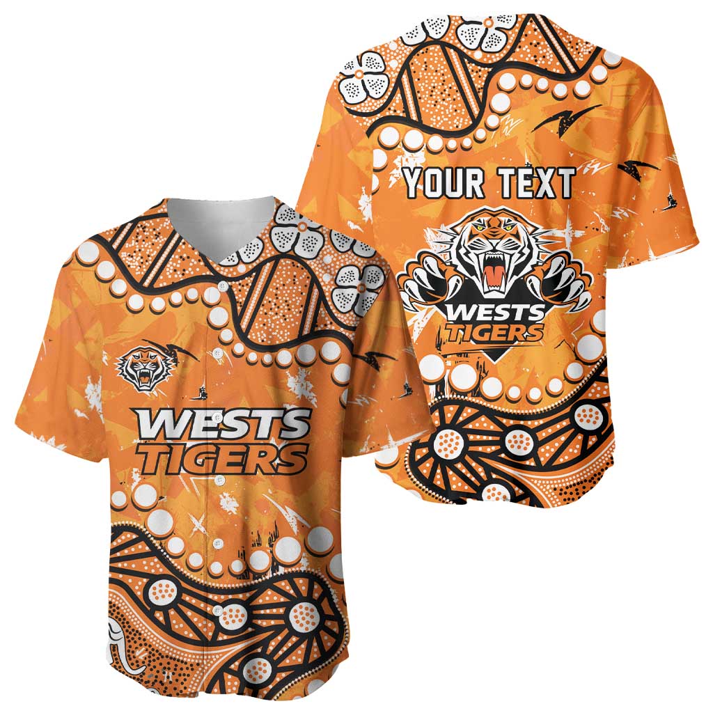 Personalized Wests Tigers Baseball Jersey Aboriginal Pattern with Graffiti Style Design