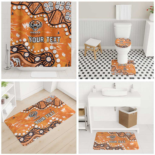 Personalized Wests Tigers Bathroom Set Aboriginal Pattern with Graffiti Style Design