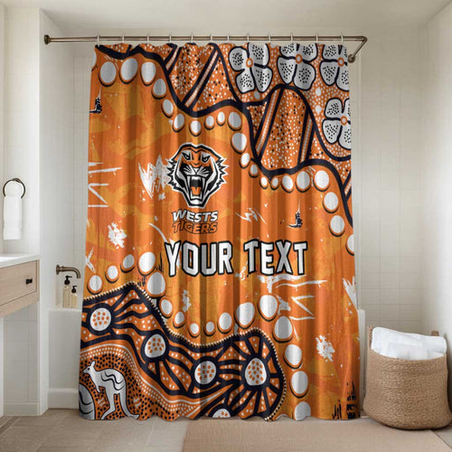Personalized Wests Tigers Bathroom Set Aboriginal Pattern with Graffiti Style Design