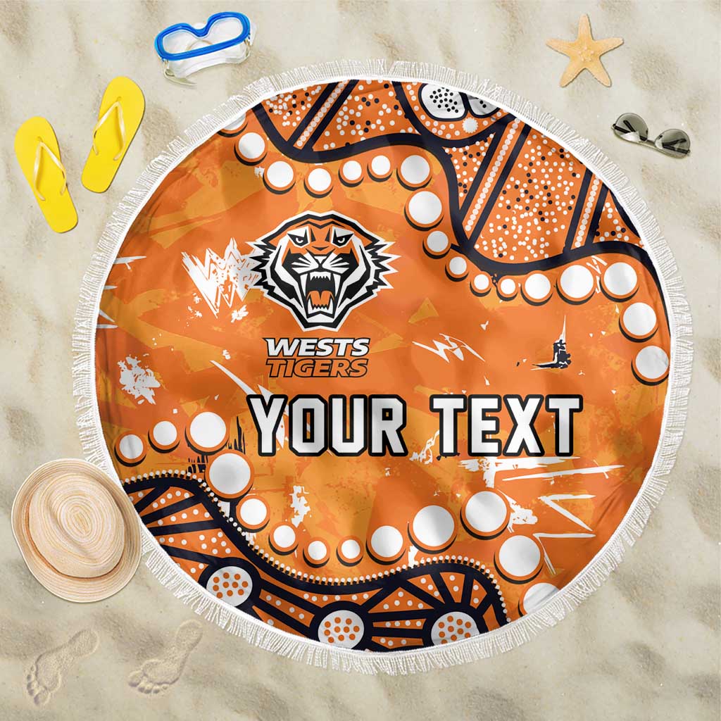 Personalized Wests Tigers Beach Blanket Aboriginal Pattern with Graffiti Style Design