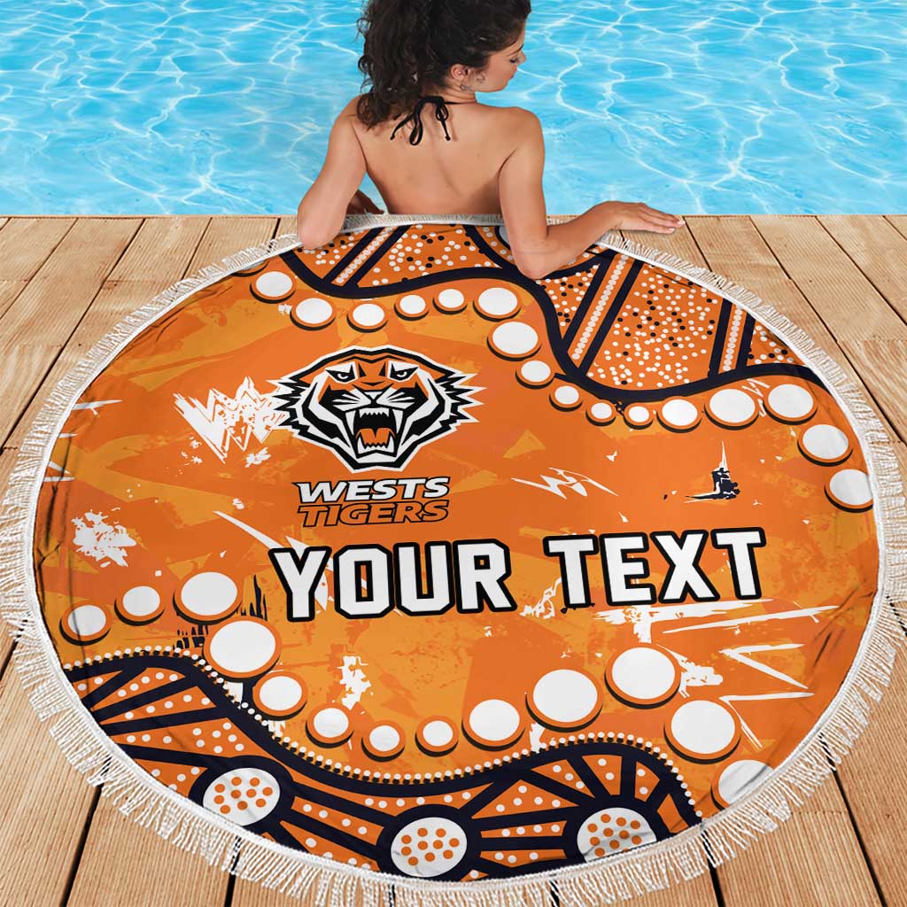 Personalized Wests Tigers Beach Blanket Aboriginal Pattern with Graffiti Style Design