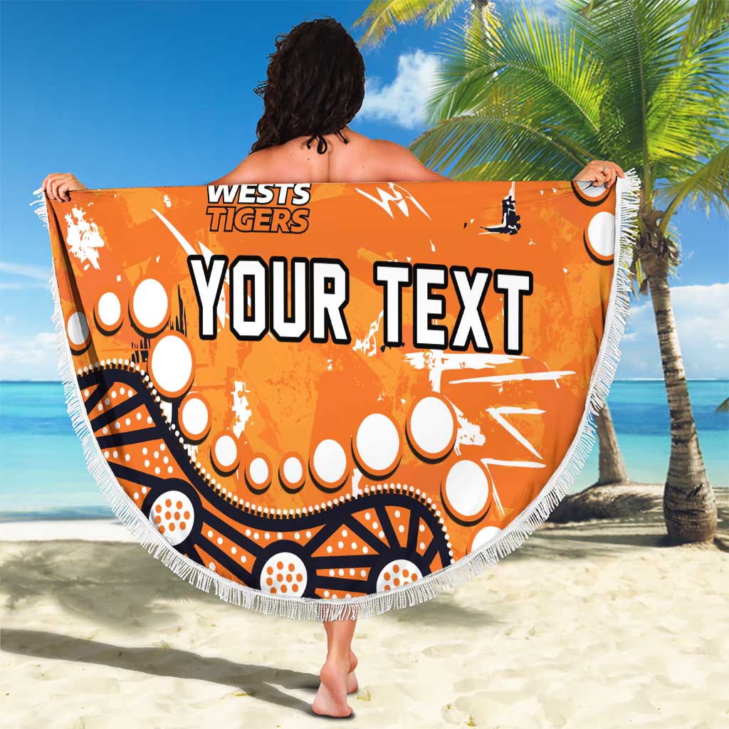 Personalized Wests Tigers Beach Blanket Aboriginal Pattern with Graffiti Style Design