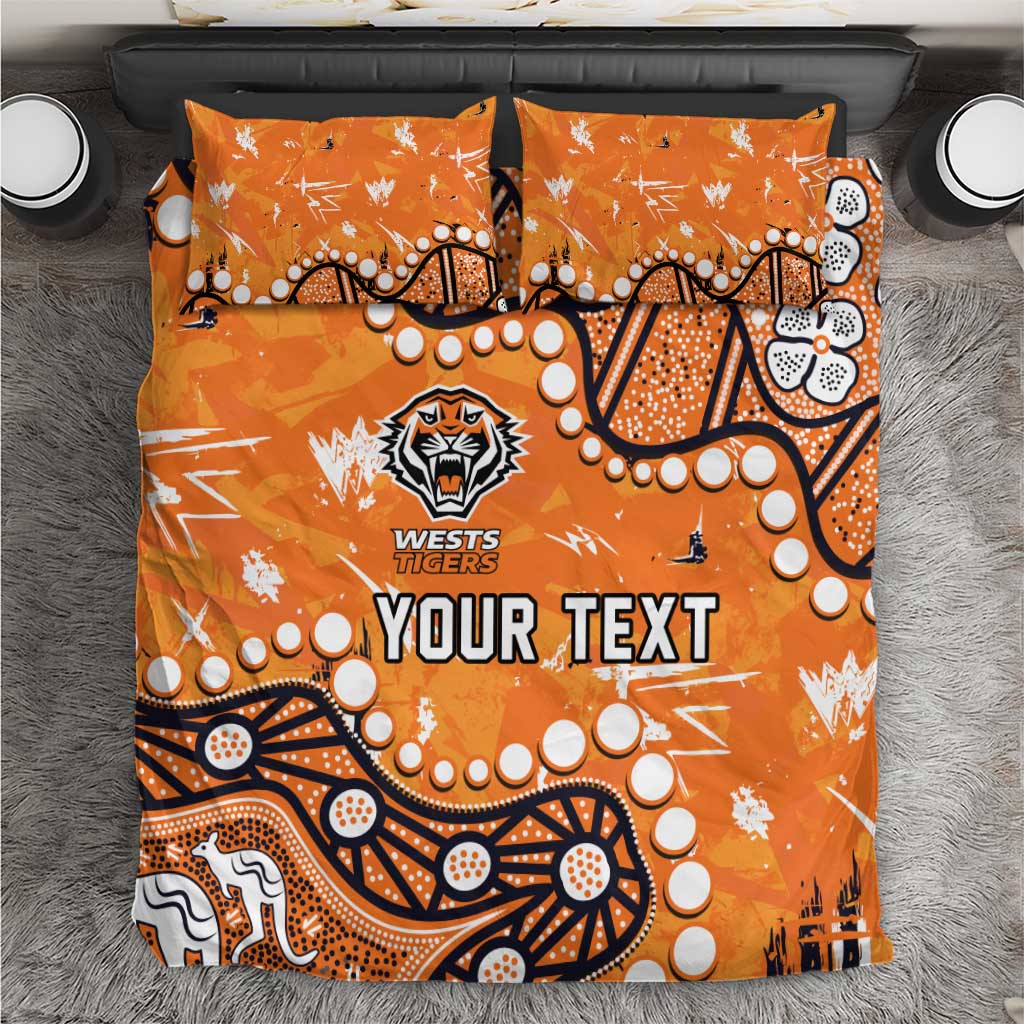 Personalized Wests Tigers Bedding Set Aboriginal Pattern with Graffiti Style Design