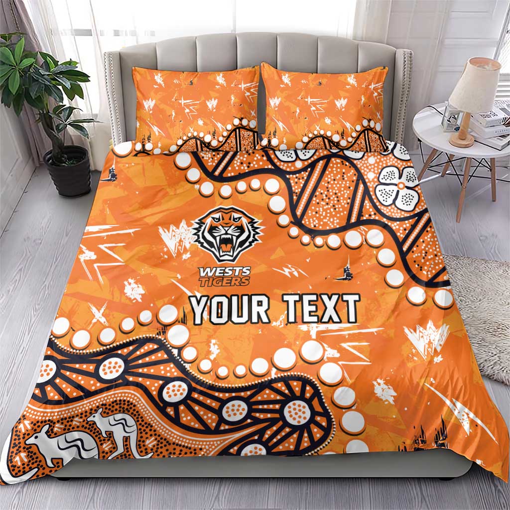 Personalized Wests Tigers Bedding Set Aboriginal Pattern with Graffiti Style Design