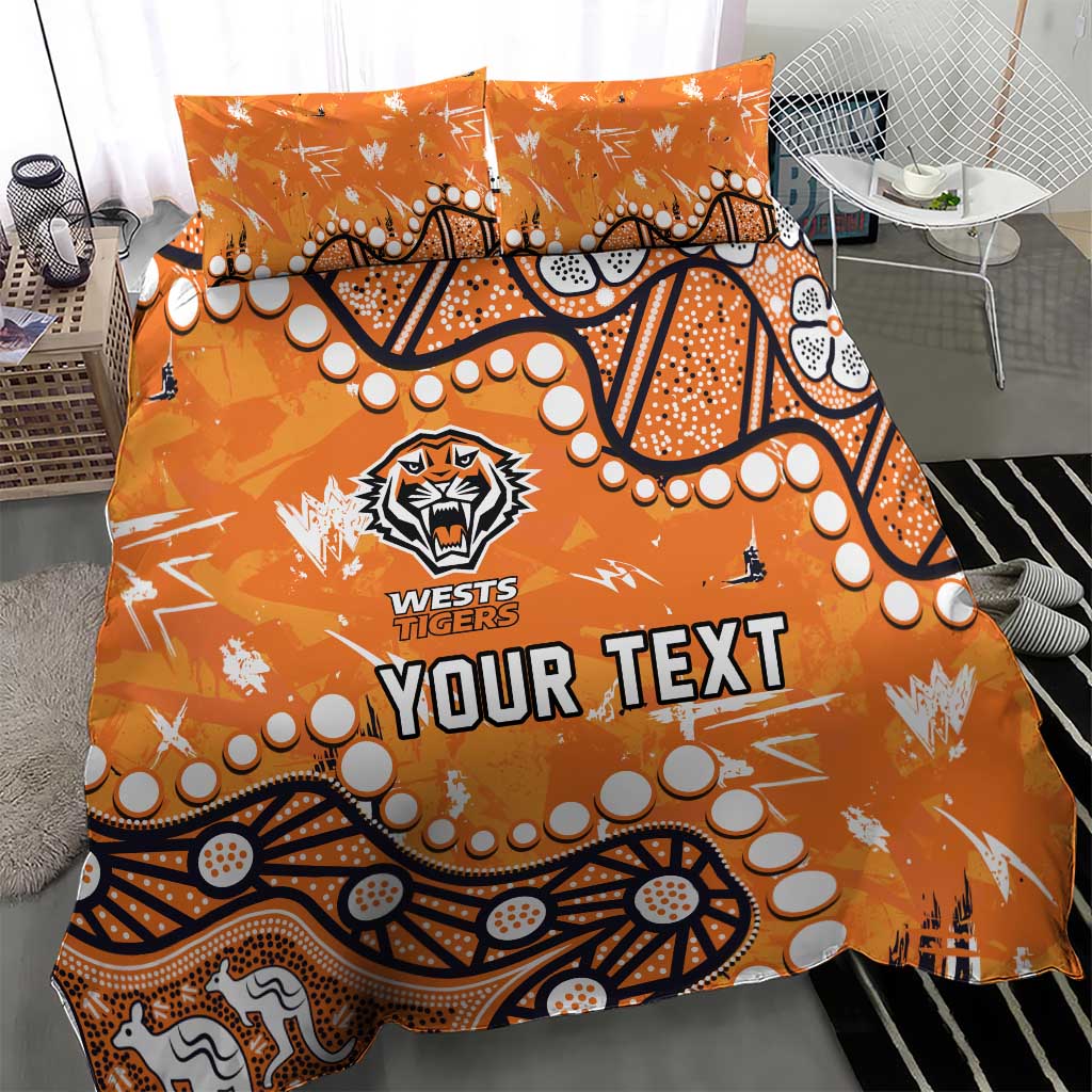 Personalized Wests Tigers Bedding Set Aboriginal Pattern with Graffiti Style Design