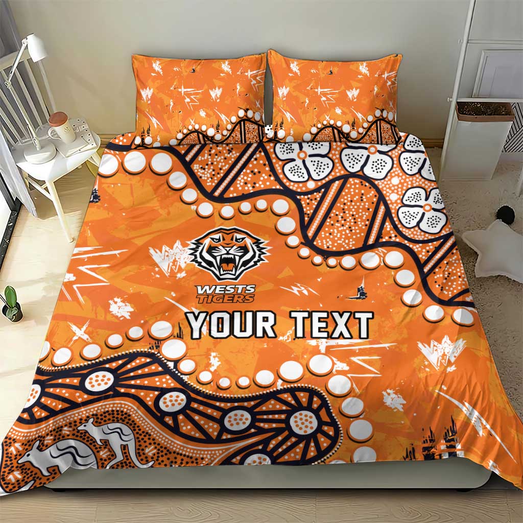 Personalized Wests Tigers Bedding Set Aboriginal Pattern with Graffiti Style Design