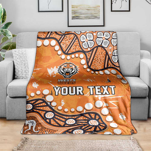 Personalized Wests Tigers Blanket Aboriginal Pattern with Graffiti Style Design
