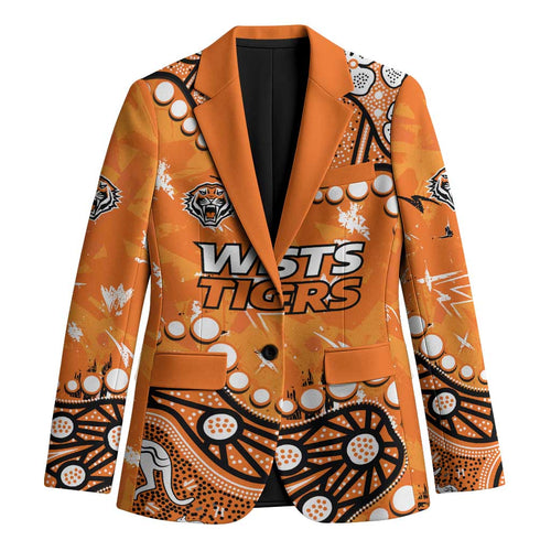 Personalized Wests Tigers Blazer Aboriginal Pattern with Graffiti Style Design