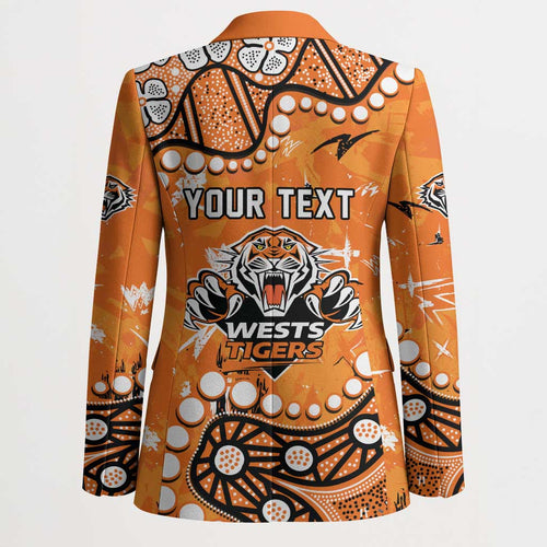 Personalized Wests Tigers Blazer Aboriginal Pattern with Graffiti Style Design