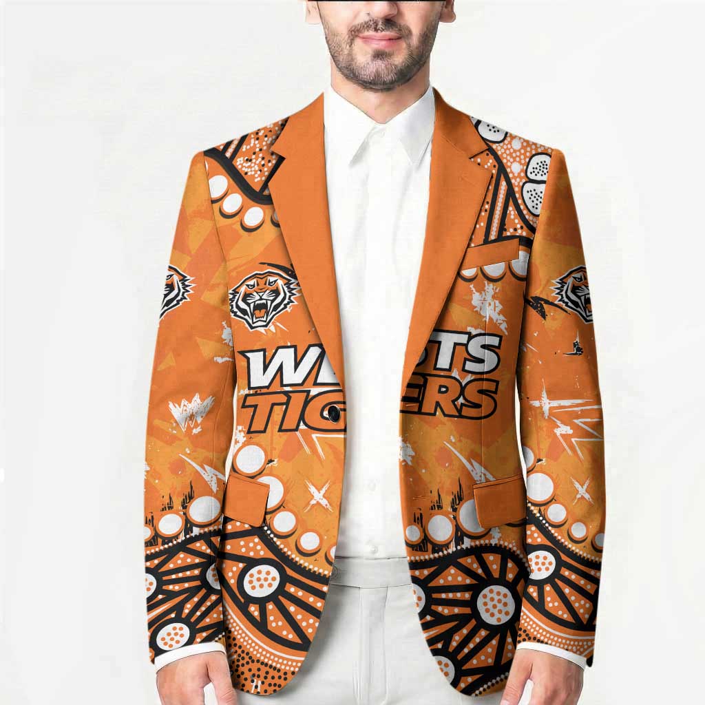 Personalized Wests Tigers Blazer Aboriginal Pattern with Graffiti Style Design