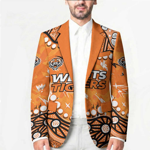 Personalized Wests Tigers Blazer Aboriginal Pattern with Graffiti Style Design