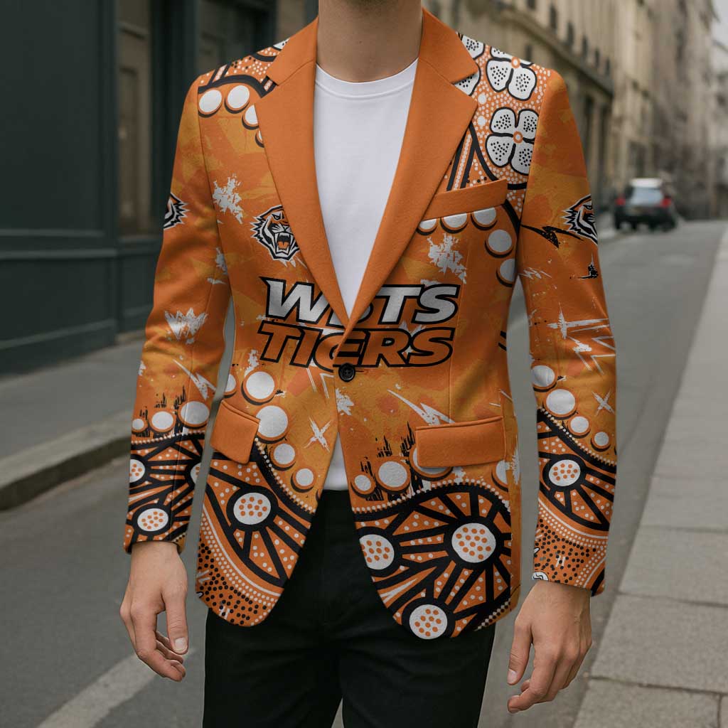 Personalized Wests Tigers Blazer Aboriginal Pattern with Graffiti Style Design