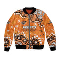 Personalized Wests Tigers Bomber Jacket Aboriginal Pattern with Graffiti Style Design