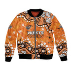 Personalized Wests Tigers Bomber Jacket Aboriginal Pattern with Graffiti Style Design