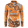 Personalized Wests Tigers Button Sweatshirt Aboriginal Pattern with Graffiti Style Design