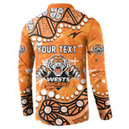 Personalized Wests Tigers Button Sweatshirt Aboriginal Pattern with Graffiti Style Design