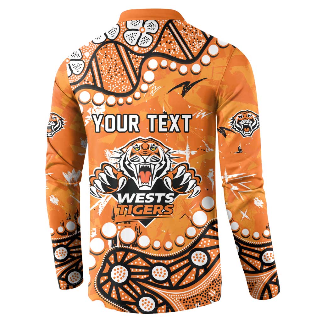 Personalized Wests Tigers Button Sweatshirt Aboriginal Pattern with Graffiti Style Design