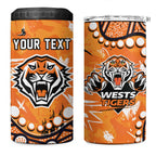 Personalized Wests Tigers 4 in 1 Can Cooler Tumbler Aboriginal Pattern with Graffiti Style Design