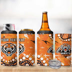 Personalized Wests Tigers 4 in 1 Can Cooler Tumbler Aboriginal Pattern with Graffiti Style Design