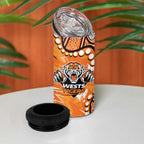 Personalized Wests Tigers 4 in 1 Can Cooler Tumbler Aboriginal Pattern with Graffiti Style Design