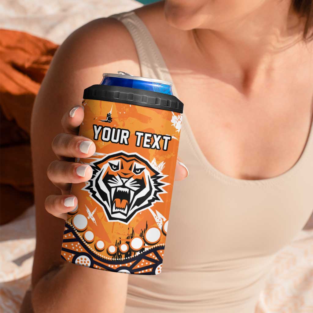 Personalized Wests Tigers 4 in 1 Can Cooler Tumbler Aboriginal Pattern with Graffiti Style Design