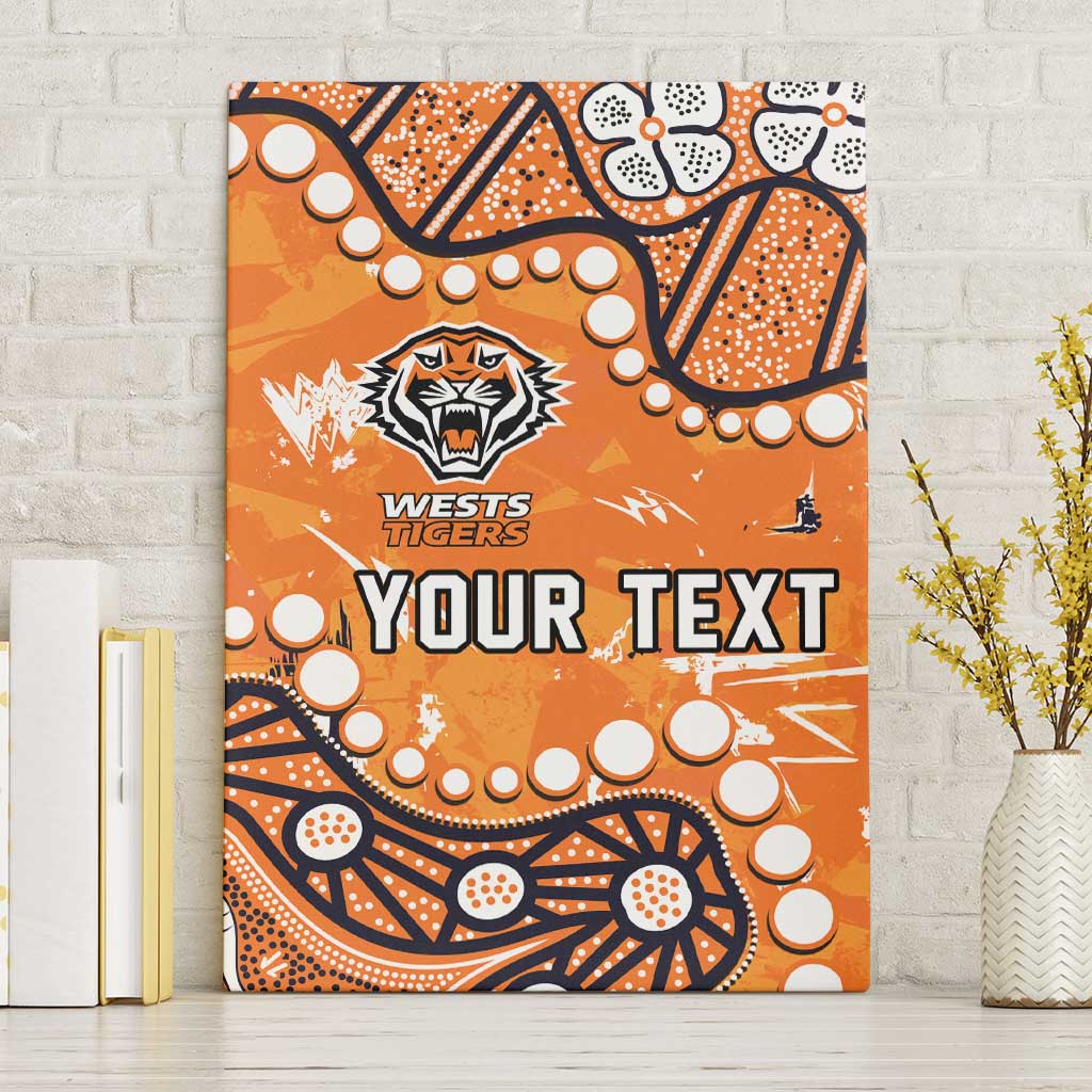 Personalized Wests Tigers Canvas Wall Art Aboriginal Pattern with Graffiti Style Design