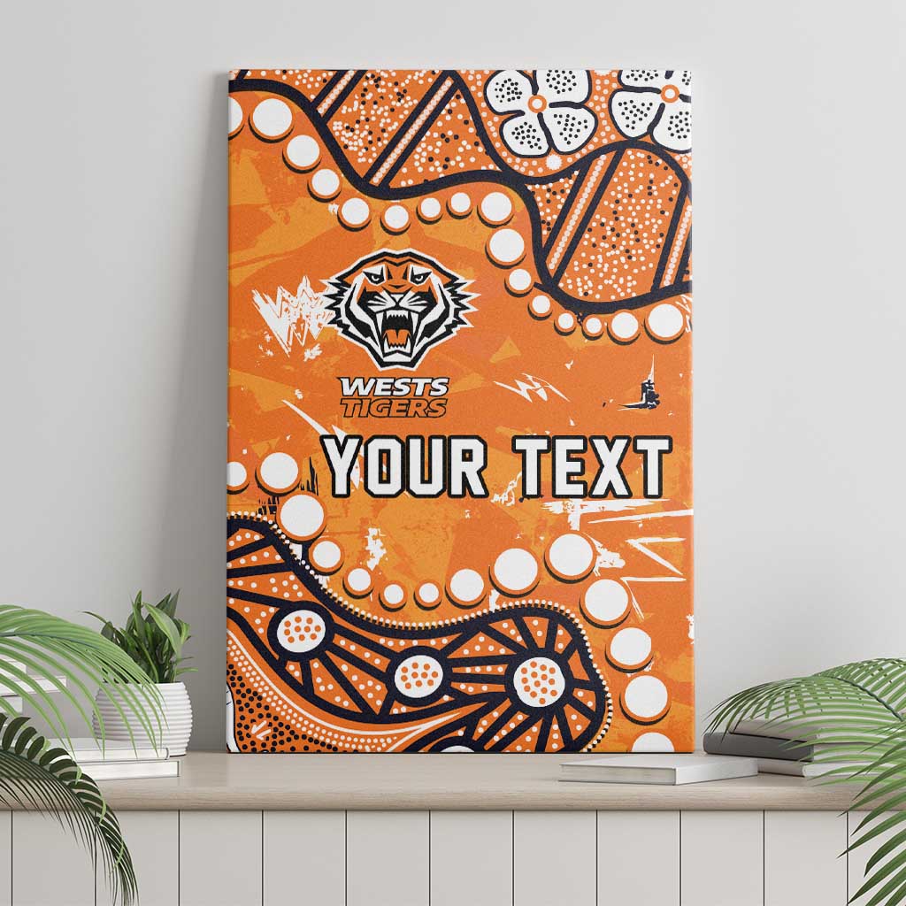 Personalized Wests Tigers Canvas Wall Art Aboriginal Pattern with Graffiti Style Design