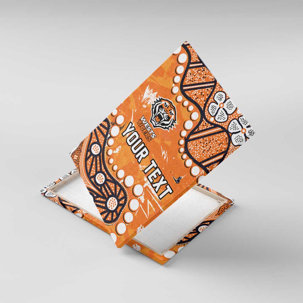 Personalized Wests Tigers Canvas Wall Art Aboriginal Pattern with Graffiti Style Design